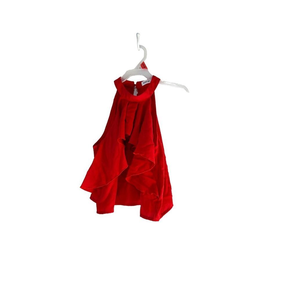 SHEIN Girls Halter Crop Top Red Size M 8-10